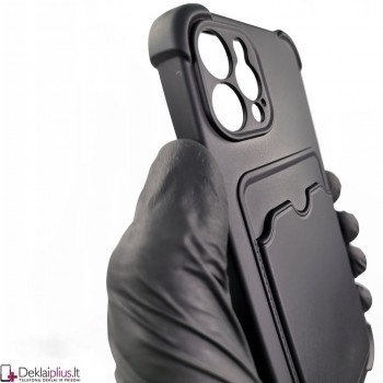 Anti-Shock dėklas su kišenėle - juodas (Apple Iphone 12 Pro)
